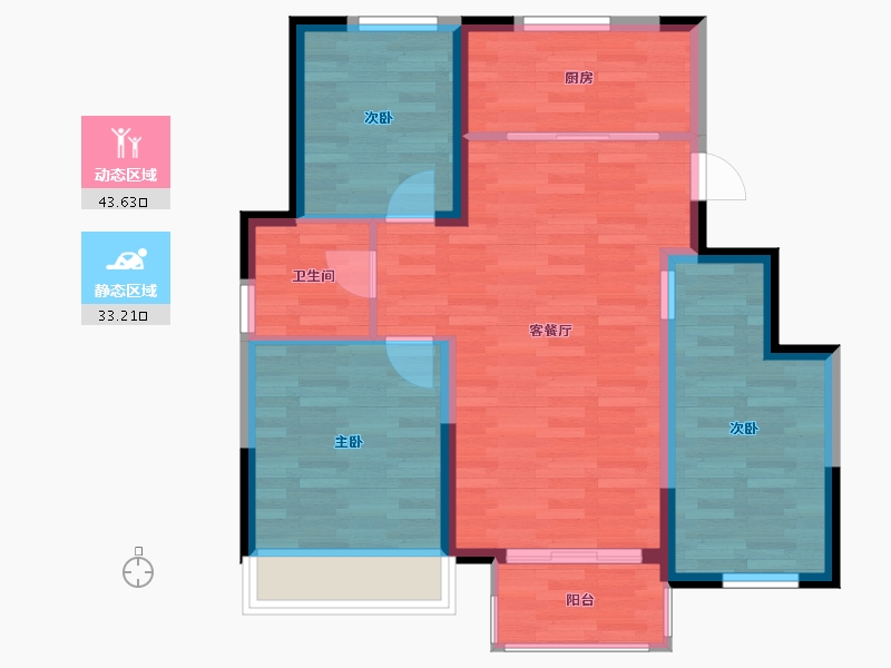 天津-天津市-绿地新里栖湖公馆-69.01-户型库-动静分区