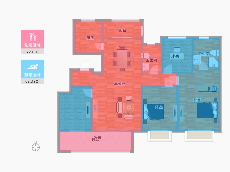 陕西省-西安市-华润置地未来城市7号楼145㎡-123.40-户型库-动静分区