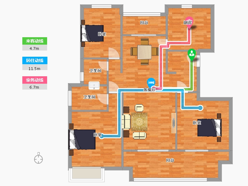 陕西省-西安市-华润置地未来城市120㎡-107.46-户型库-动静线