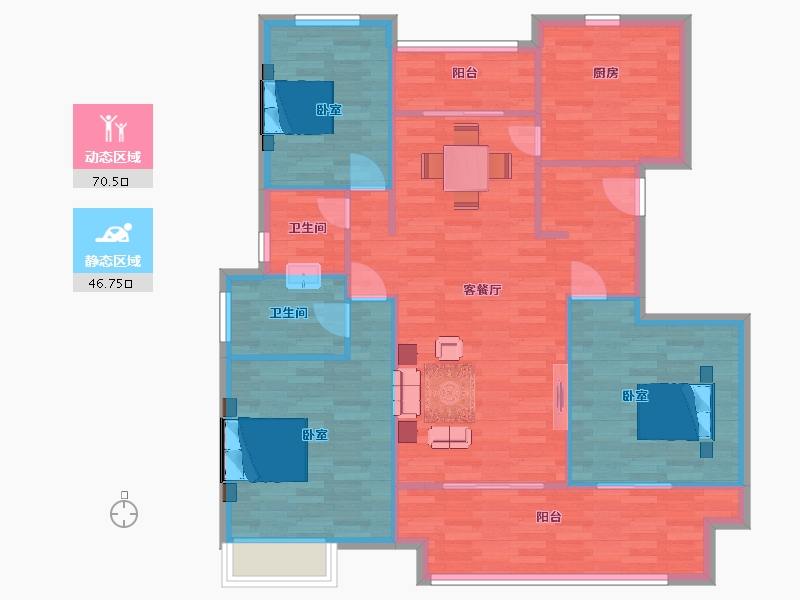 陕西省-西安市-华润置地未来城市120㎡-107.46-户型库-动静分区