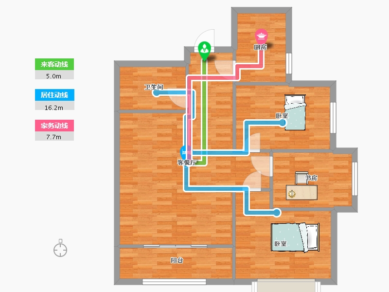 陕西省-西安市-天悦东都6号楼101㎡-81.00-户型库-动静线