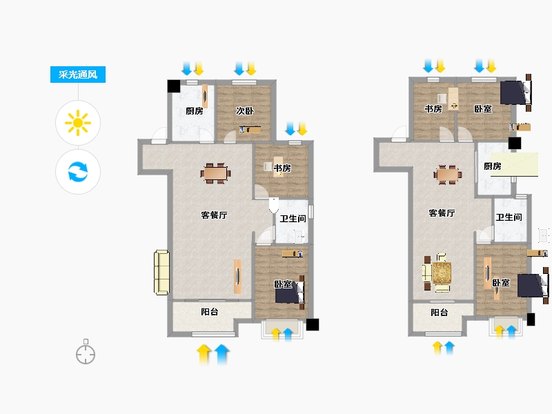 陕西省-西安市-中海阅骊山101㎡-162.09-户型库-采光通风