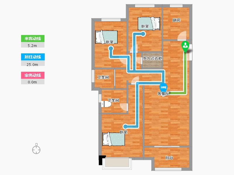 陕西省-西安市-西港碧水湾12号楼132㎡-97.63-户型库-动静线