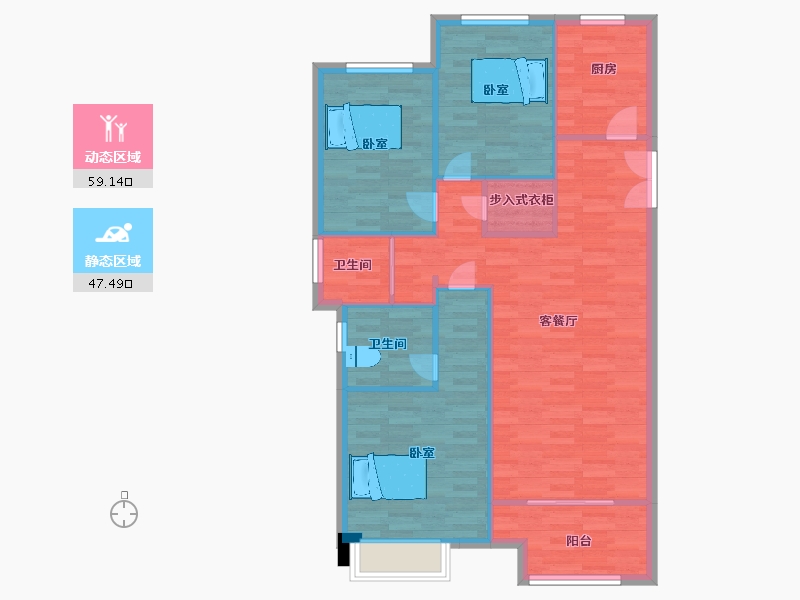 陕西省-西安市-西港碧水湾12号楼132㎡-97.63-户型库-动静分区