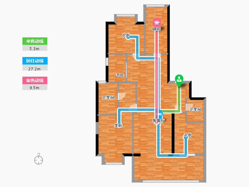 陕西省-西安市-绿城高新诚园8号楼,2号楼172㎡-138.67-户型库-动静线