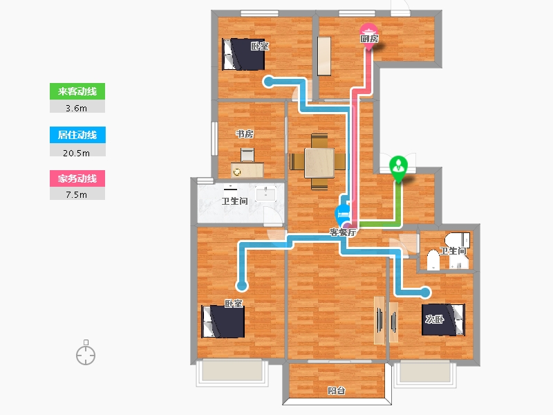 陕西省-西安市-万科翡翠国宾B地块2号楼161㎡-112.80-户型库-动静线