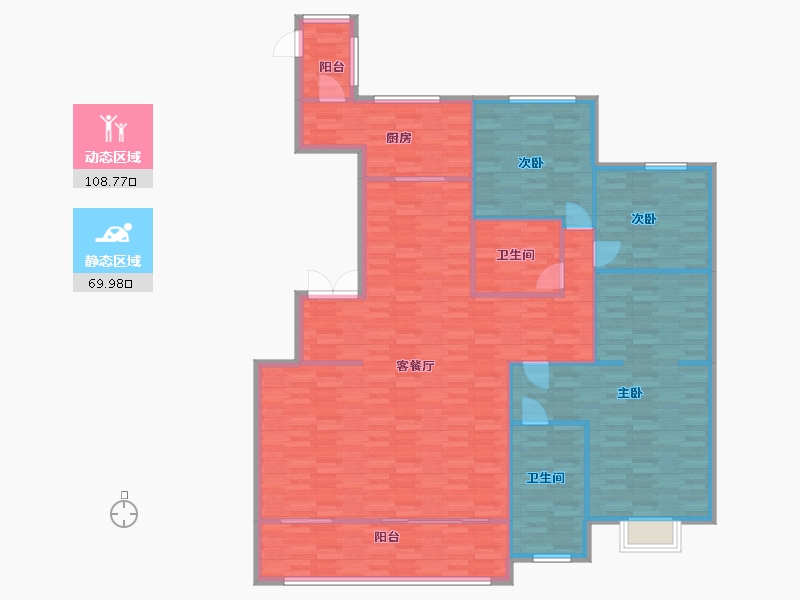 陕西省-西安市-万科翡翠国宾B1,B2,D地块4号楼190㎡-166.31-户型库-动静分区