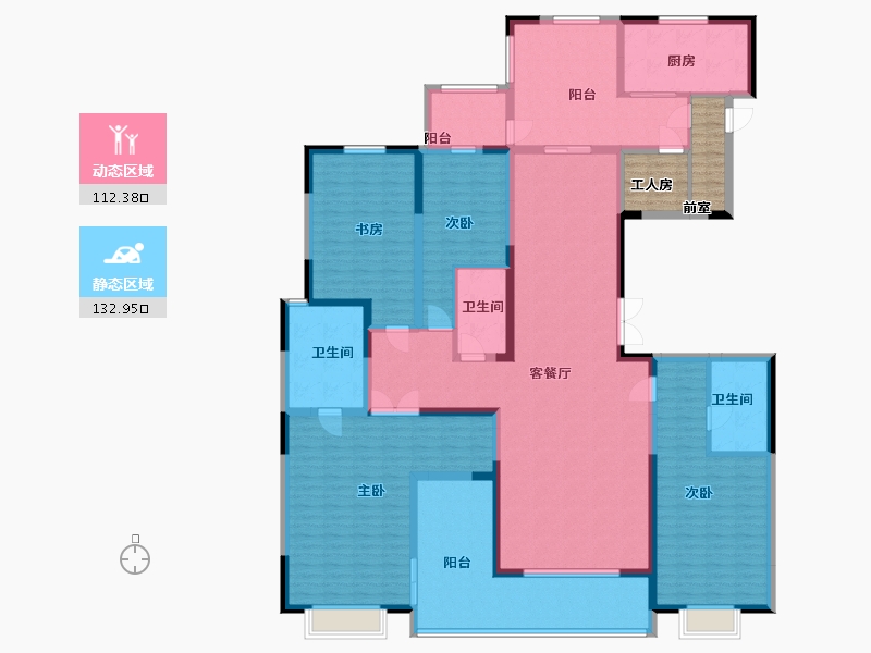 陕西省-西安市-自在山5号楼C户型270m²-231.43-户型库-动静分区