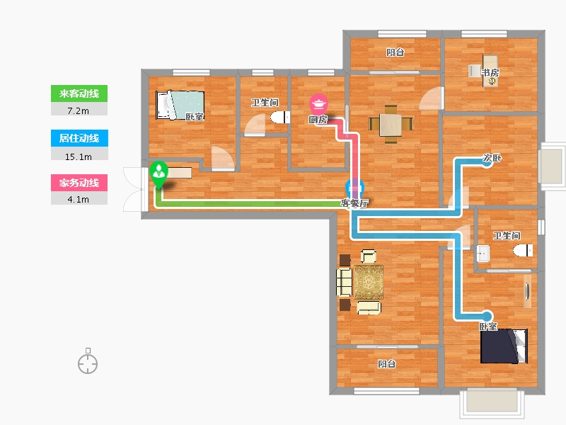 陕西省-西安市-恒志云都140㎡-112.00-户型库-动静线