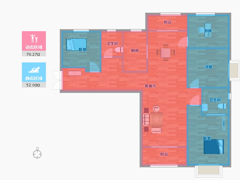 陕西省-西安市-恒志云都140㎡-112.00-户型库-动静分区