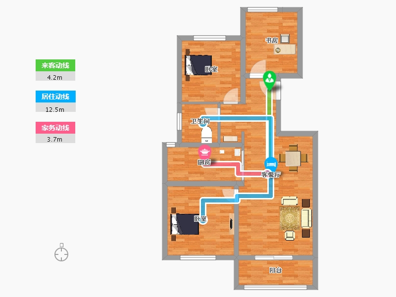 陕西省-西安市-朗诗雁南栖1号楼97㎡-78.02-户型库-动静线