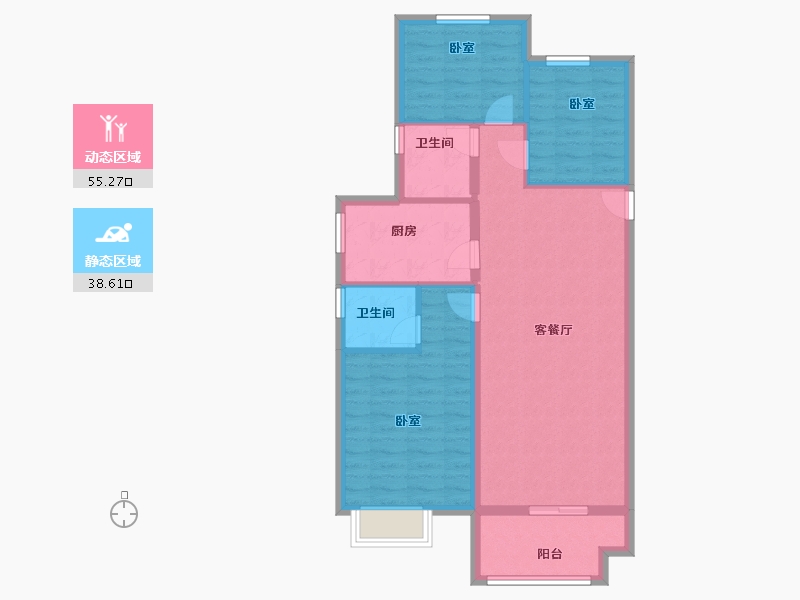 陕西省-西安市-苏宁雲著1,2栋121㎡-84.62-户型库-动静分区