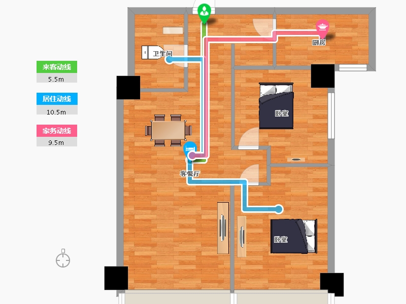 陕西省-西安市-建邦华庭12号楼93m²-73.97-户型库-动静线