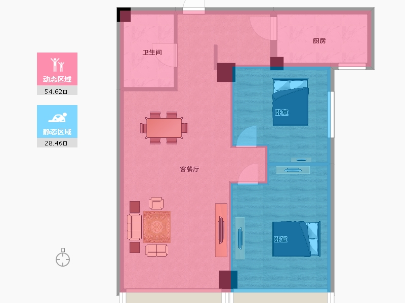 陕西省-西安市-建邦华庭12号楼94㎡-74.93-户型库-动静分区