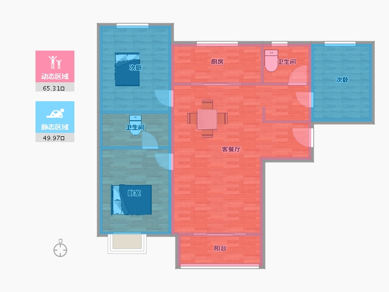 陕西省-西安市-万科城市之光南区2,6,10号楼131㎡-105.01-户型库-动静分区