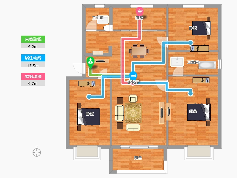 陕西省-西安市-万科城市之光南区2号楼,南区10号楼136㎡-109.00-户型库-动静线