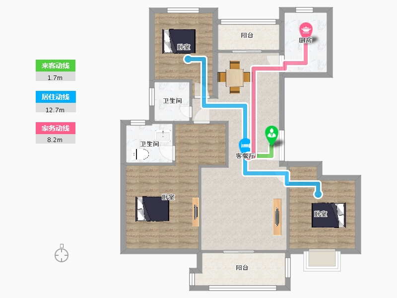 陕西省-西安市-阳光城翡丽曲江12号楼,17号楼126m²-97.83-户型库-动静线