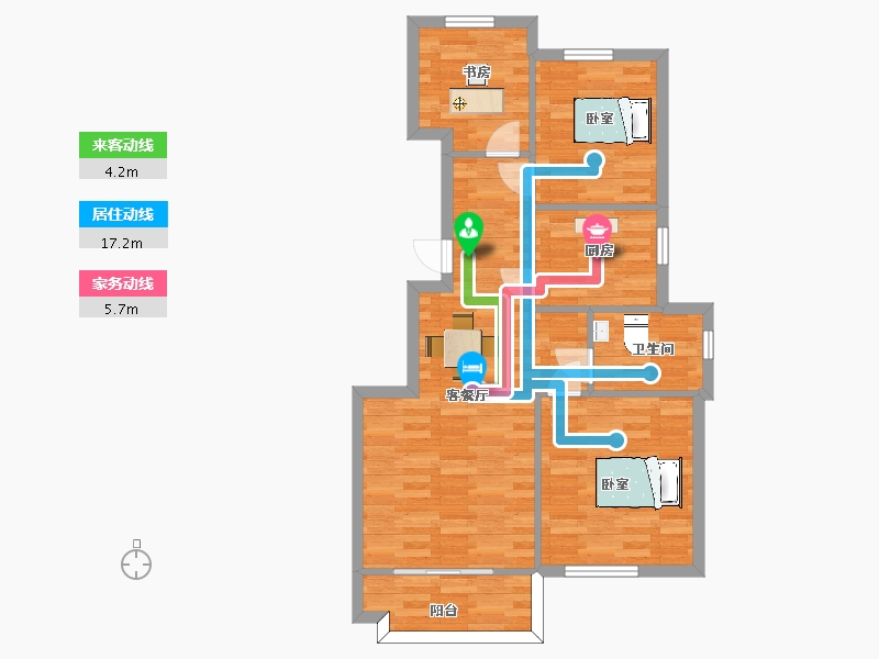 陕西省-西安市-金开御府97㎡-71.75-户型库-动静线