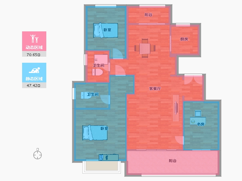 陕西省-西安市-融创桃源府地块二11号楼135㎡-108.01-户型库-动静分区