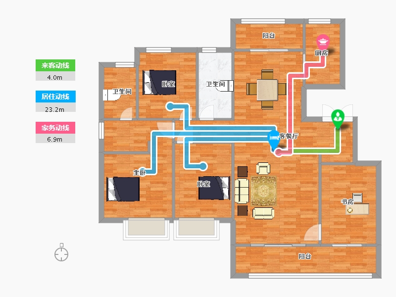 陕西省-西安市-融创桃源府145㎡-115.99-户型库-动静线