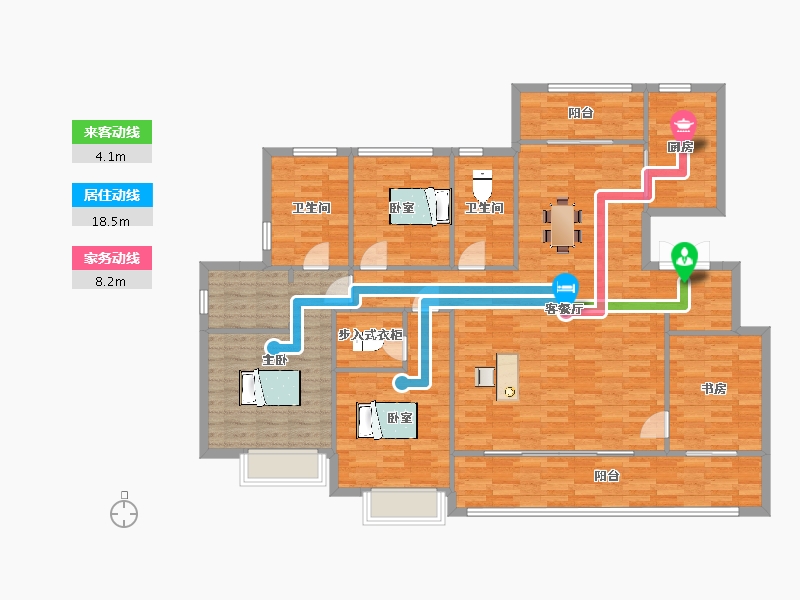 陕西省-西安市-融创桃源府地块二11号楼190㎡-152.00-户型库-动静线