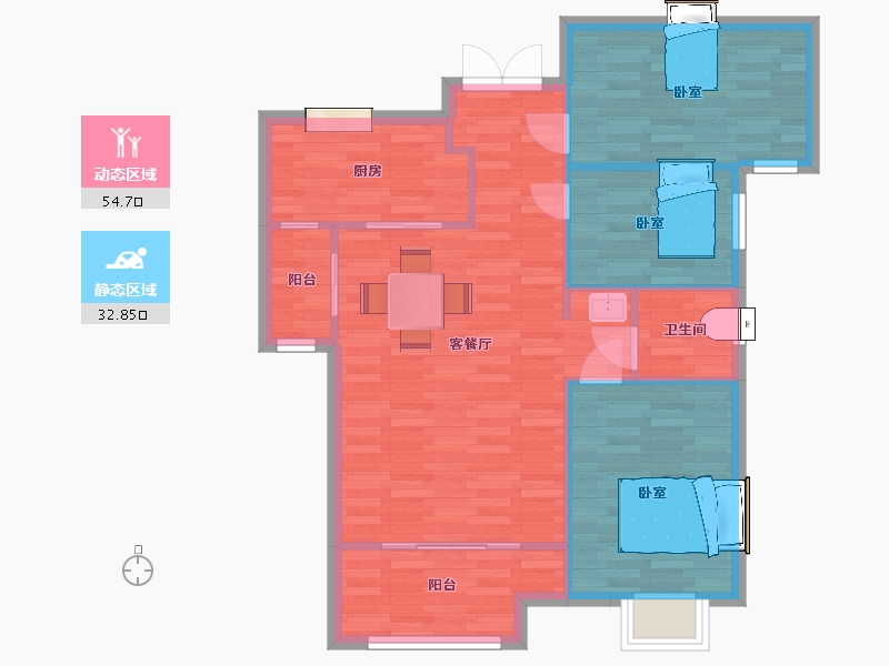 陕西省-西安市-德杰德裕天下100㎡-80.00-户型库-动静分区