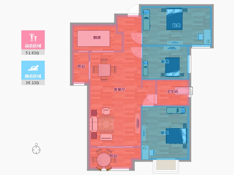 陕西省-西安市-德杰德裕天下100㎡-80.00-户型库-动静分区