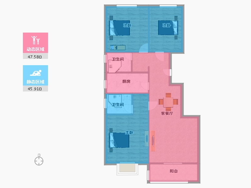 陕西省-西安市-隆基泰和铂悦山5号楼,19号楼115㎡-84.83-户型库-动静分区