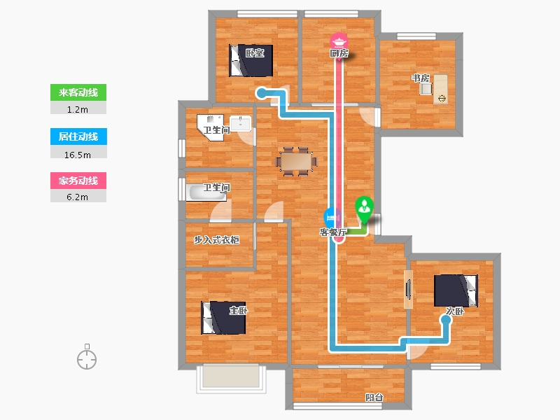 陕西省-西安市-隆基泰和铂悦山2号楼,13号楼,21号楼140㎡-105.04-户型库-动静线