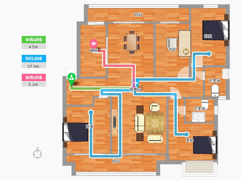 陕西省-西安市-中海阅骊山130㎡-103.99-户型库-动静线