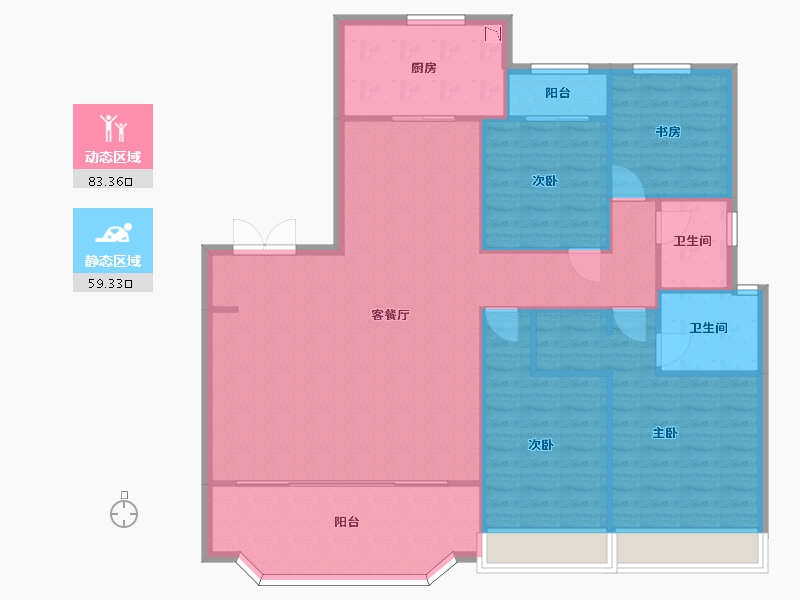 陕西省-西安市-中海长安府1号楼,2号楼165㎡-131.81-户型库-动静分区