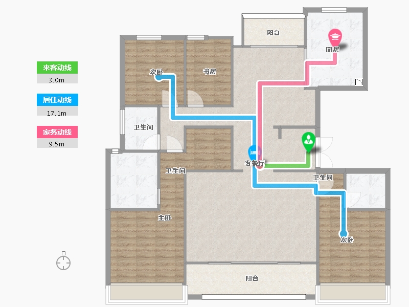 陕西省-西安市-中海长安府8号楼189㎡-150.84-户型库-动静线