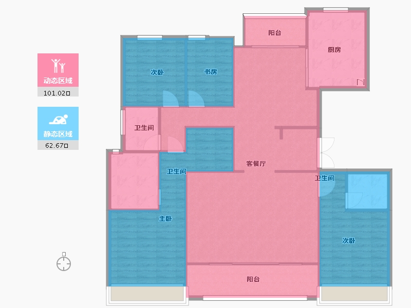 陕西省-西安市-中海长安府8号楼189㎡-150.84-户型库-动静分区