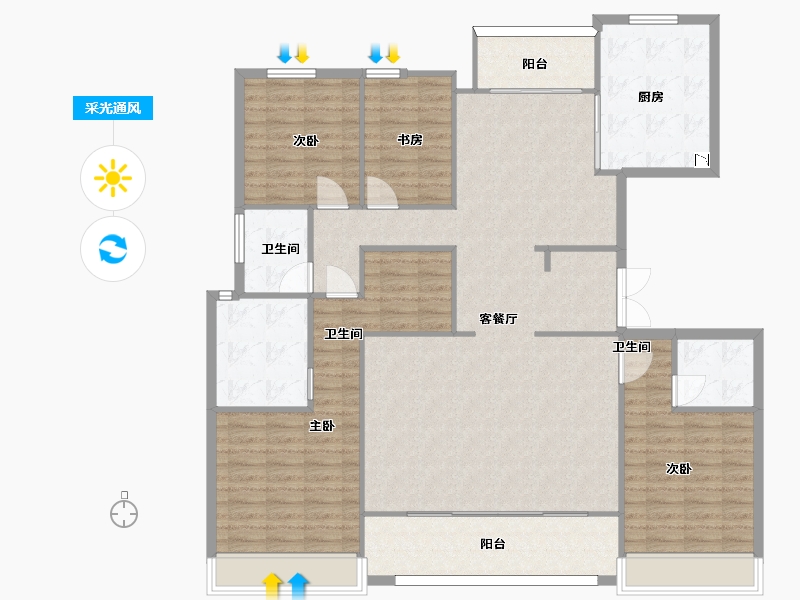 陕西省-西安市-中海长安府8号楼189㎡-150.84-户型库-采光通风