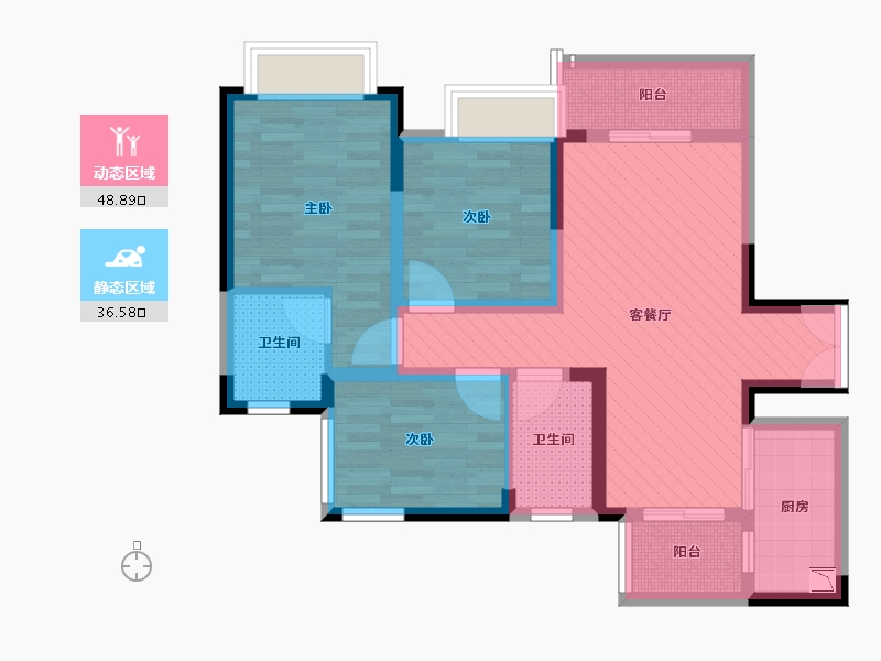 重庆-重庆市-中铁万国城-72.59-户型库-动静分区