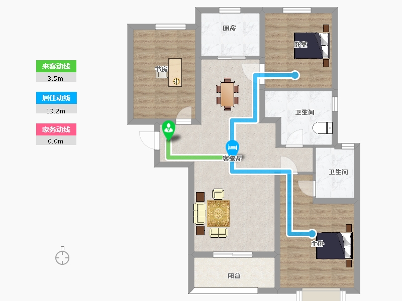 陕西省-西安市-大华锦绣前城三期23号楼120㎡-87.40-户型库-动静线