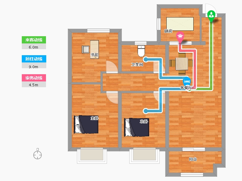 陕西省-西安市-阳光城文澜府1，8号楼104m²-83.19-户型库-动静线