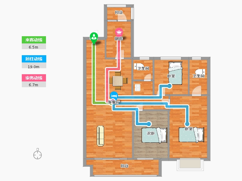 陕西省-西安市-黄冈学府城南区1号楼,南区4号楼132㎡-103.33-户型库-动静线