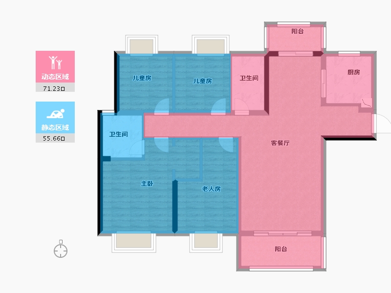 湖南省-长沙市-郴州美的云熙府-113.60-户型库-动静分区