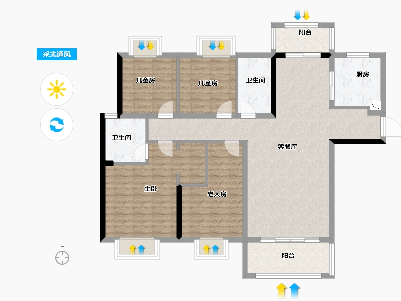 湖南省-长沙市-郴州美的云熙府-113.60-户型库-采光通风