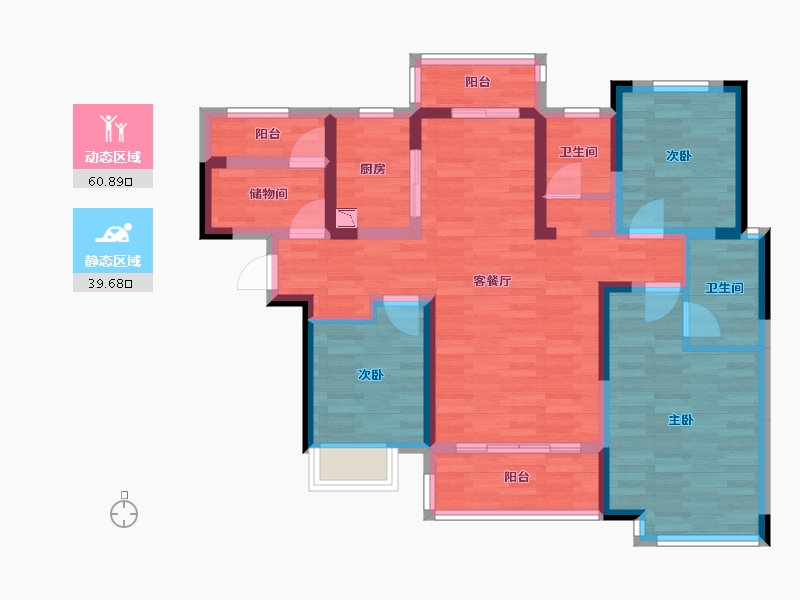 湖南省-长沙市-春和景园-87.78-户型库-动静分区