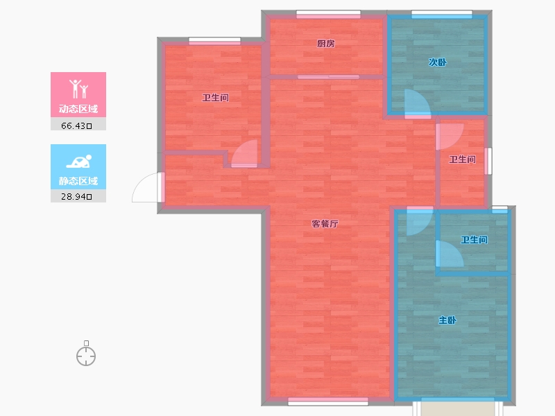 甘肃省-兰州市-璀璨天宸-85.28-户型库-动静分区