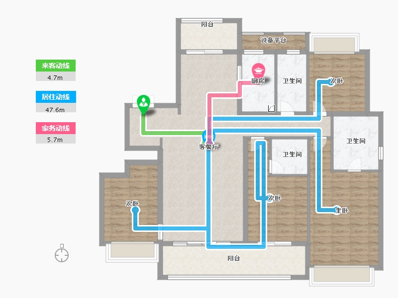 湖南省-长沙市-金茂建发・观悦-136.78-户型库-动静线