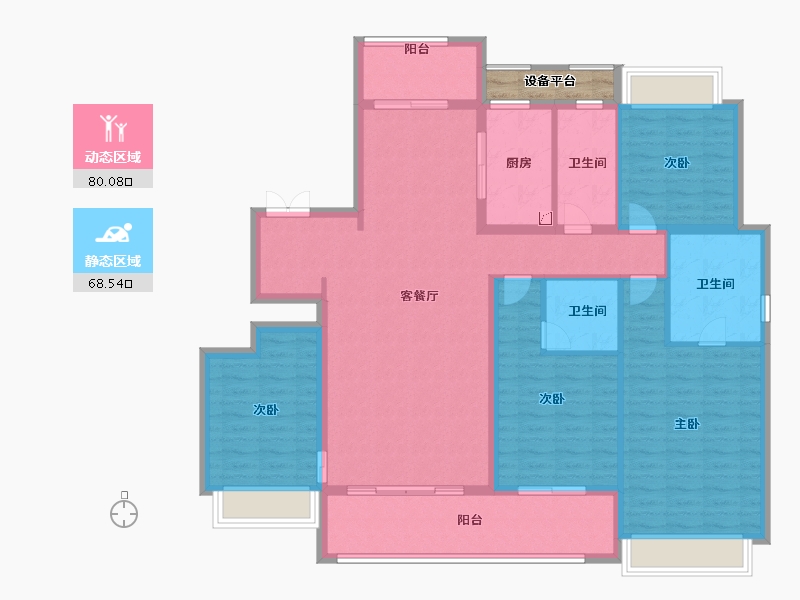 湖南省-长沙市-金茂建发・观悦-136.78-户型库-动静分区