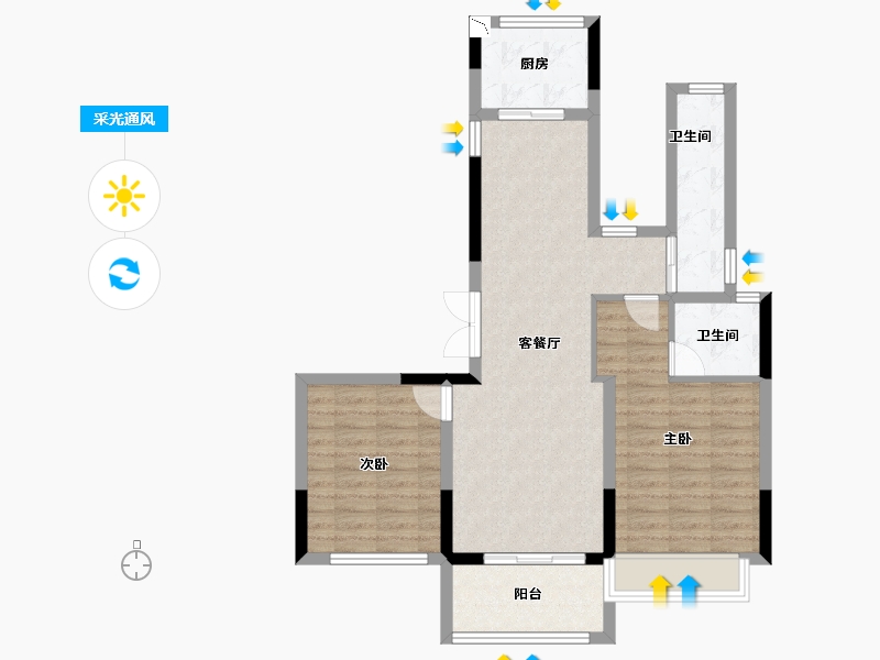 浙江省-台州市-杨帆泊悦-78.52-户型库-采光通风