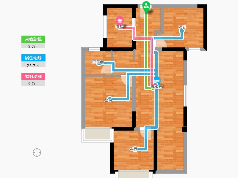 河南省-郑州市-滨河佳园-66.84-户型库-动静线