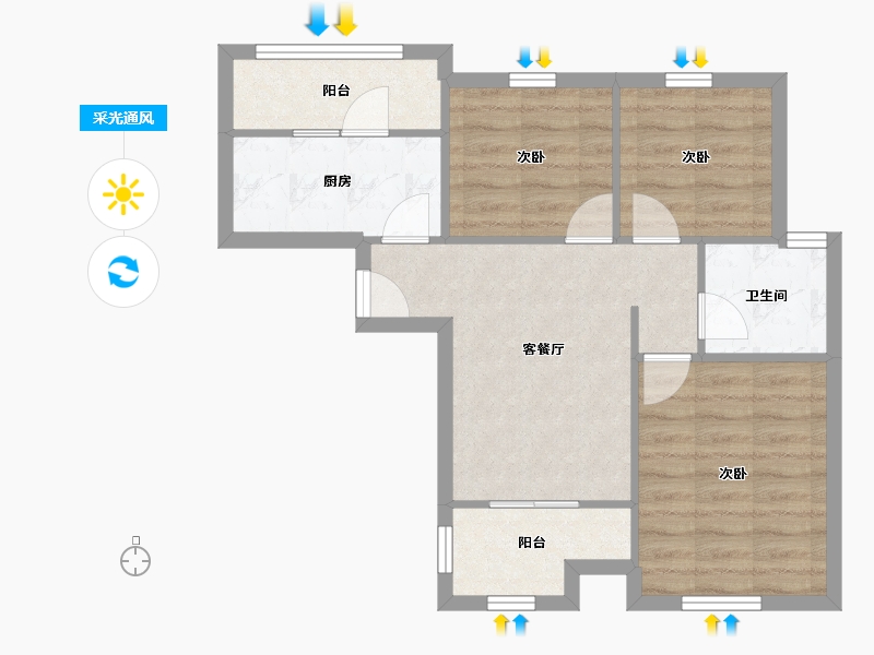 上海-上海市-瑞和明庭-60.86-户型库-采光通风