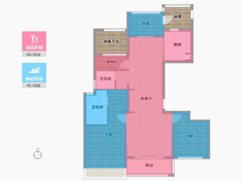 浙江省-湖州市-桂语江南-102.45-户型库-动静分区