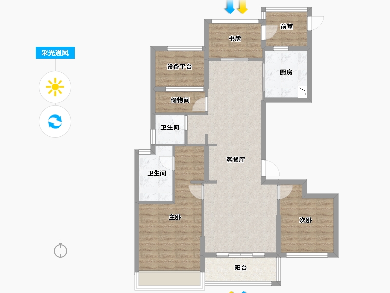 浙江省-湖州市-桂语江南-102.45-户型库-采光通风