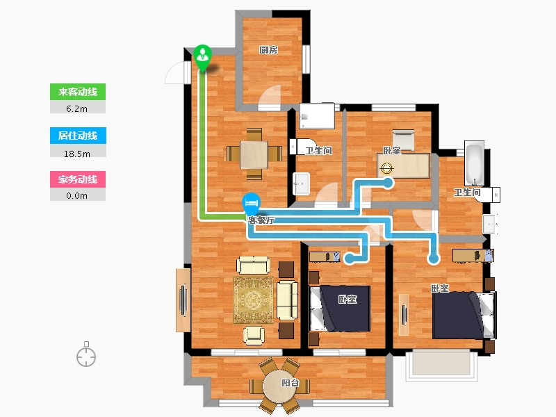 陕西省-西安市-新城悦隽公园里1,2,4,5号楼120㎡-86.01-户型库-动静线